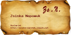 Zsinka Nepomuk névjegykártya